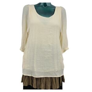 Oh My Julian Cream Layered A line Tunic Top Size S Minimalist Boho Chic 2878